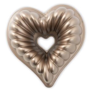Forma na bábovku ve tvaru srdce v měděné barvě Nordic Ware Heart, 2,4 l