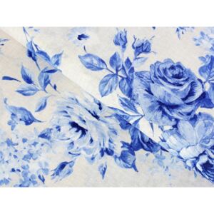 Škodák Dekorační látka LONETA vzor LO-369 Modré růže - š. 140 cm
