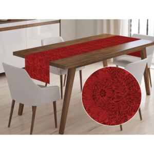 Škodák Bavlněný běhoun na stůl MESTRAL vzor ME-15 Květiny na červeném - 50 x 160 cm
