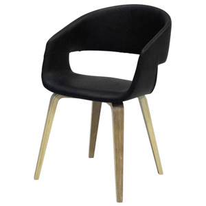 Jídelní židle s čalouněním v černé ekokůži na dřevěné podnoži SET 2 ks DO113