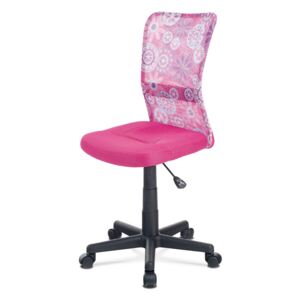 Autronic Kancelářská židle, růžová mesh, plastový kříž, síťovina motiv