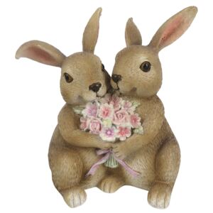 Dekorace králíčků s kytičkou - 11*6*12 cm