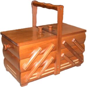 Kazeta na šití, dřevěný košík na šicí potřeby rozkládací střední 0960009