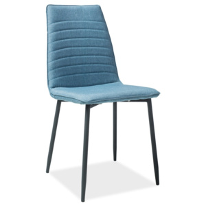 Jídelní židle v modré barvě na kovové černé konstrukci KN896