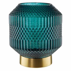 Butlers HAILEY LED Skleněná lampa se zlatým okrajem 19 cm - modrá