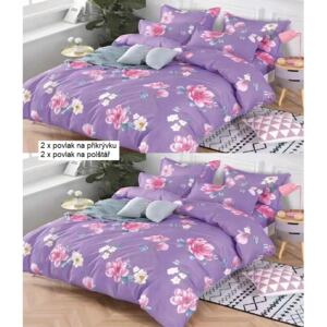 Bavlissimo 2-dílné povlečení květy fialová 140x200 na jednu postel množství v balení: 2 x přikrývka, 2 x polštář