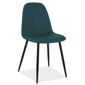 Jídelní čalouněná židle v modré barvě s kovovou konstrukcí typ A KN399