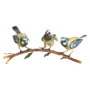 Kovová dekorace ptáčků na větvi - 43*21*17 cm