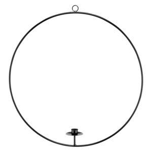 LUNA Dekorační kruh se svícnem 50 cm - černá