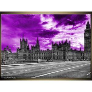 Obraz Westminsterského opatství s fialovou oblohou (F002456F7050)