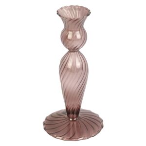 Skleněný svícen Swirl čokoládově hnědý 17 cm Present Time (Barva-čokoládově hnědá, sklo)
