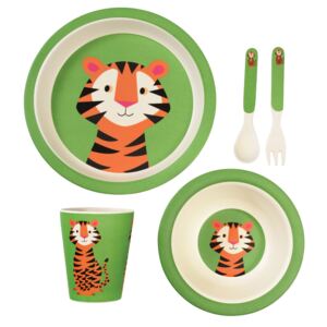 Rex London Sada dětského bambusového nádobí s motivy tigra Teddy The Tiger