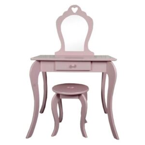 Vedop Dětský kosmetický stolek se zrcadlem a taburetem - Růžová