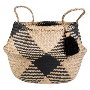 Sass & Belle Úložný košík z mořské trávy s černým vzorem Black Tribal 35cm