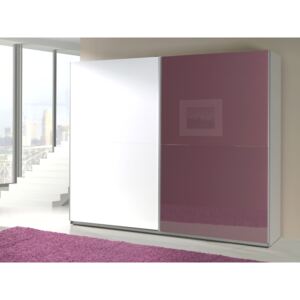 Šatní skříň - LUX 9, bílá/lesklá fialová
