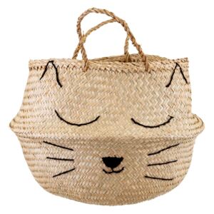 Sass & Belle Úložný košík z mořské řasy s motivem kočičky Cat Whiskers 35cm