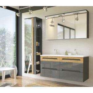 Koupelna - GALAXY grey, 120 cm, sestava č. 6, grafit/dub votan