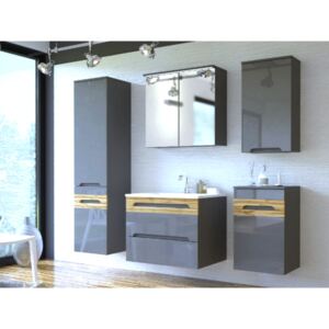 Koupelna - GALAXY grey, 80 cm, sestava č. 2, grafit/dub votan