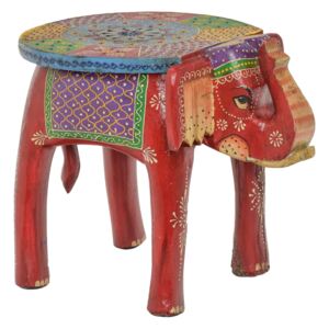 Sanu Babu Stolička ve tvaru slona ručně malovaná, červená, 38x28x31cm