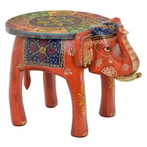 Sanu Babu Stolička ve tvaru slona ručně malovaná, oranžová, 38x28x31cm