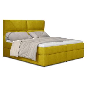 Manželská postel Boxspring 145 cm Alyce (žlutá) (s matracemi). Akce -33%.. Vlastní profesionální přeprava až k Vám domů 1027442