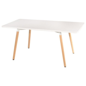 Jídelní stůl 160x80 cm v bílé barvě na dřevěné podnoži DO120