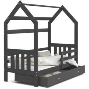 Dětská postel DOMEK 2 se šuplíkem 190x80 cm šedá