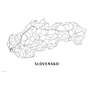 Mapa Slovensko black & white