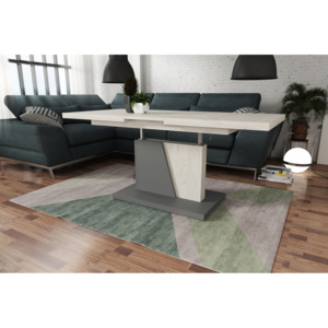 GRAND NOIR dub craft bílý / šedý, rozkládací, zvedací konferenční stůl, stolek