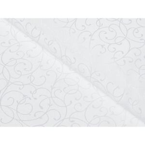 Škodák Luxusní dekorační polyesterová látka vzor PK-375 Bílé ornamenty - š. 150 cm