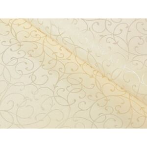 Škodák Luxusní dekorační polyesterová látka vzor PK-376 Vanilkově béžové ornamenty - š. 150 cm