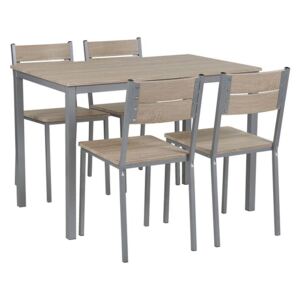 Jídelní souprava stůl a 4 židle světlé dřevo s bílou BLUMBERG