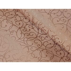 Škodák Luxusní dekorační polyesterová látka vzor PK-378 Světle hnědé ornamenty - š. 150 cm