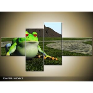Obraz na plátně Žába, Tvar obrazu a rozměr 4 dílný 150x80cm 2367 Kč