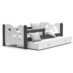 Dětská postel MIKOLAJ P2 80x190 cm s šedou konstrukcí v bílé barvě s přistýlkou