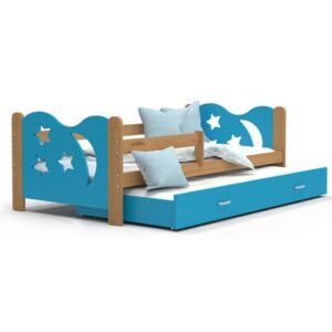 Dětská postel MIKOLAJ P2 80x190 cm s olše konstrukcí v modré barvě s přistýlkou