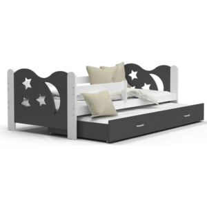 Dětská postel MIKOLAJ P2 80x190 cm s bílou konstrukcí v šedé barvě s přistýlkou