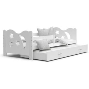 Dětská postel MIKOLAJ P2 80x190 cm s bílou konstrukcí v bílé barvě s přistýlkou