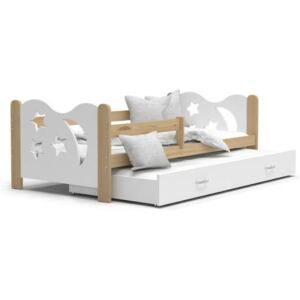 Dětská postel MIKOLAJ P2 80x190 cm s borovicovou konstrukcí v bílé barvě s přistýlkou