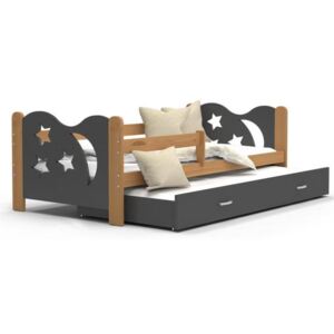 Dětská postel MIKOLAJ P2 80x190 cm s olše konstrukcí v šedé barvě s přistýlkou