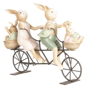 Velikonoční dekorace - Zaječí rodinka na kole