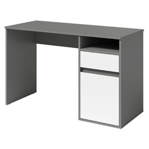 PC stůl, tmavě šedá-grafit/bílá, BILI