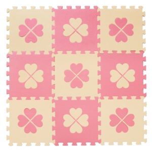 Pěnové BABY puzzle Růžové čtyřlístky B (29,5x29,5)