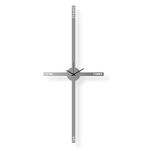 Velké nástěnné hodiny nerezové, 48x110 cm: Víra našeho století | atelierDSGN