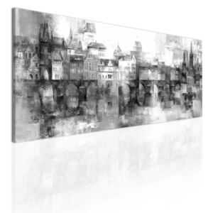 Obraz Staré Město pražské Grey + háčky, hřebíčky, čistící hadřík ZDARMA Velikost (šířka x výška): 75x30 cm