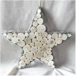 Hvězda závěs dřevěné špalíčky 38cm bílá