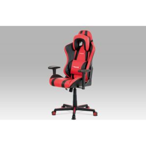 Autronic KA-V609 RED - Kancelářská židle, červená+černá ekokůže, houpací mech., plastový kříž