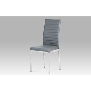 Jídelní židle AC-1285 GREY koženka šedá, chrom