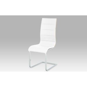 Jídelní židle WE-5022 WT koženka bílá, dub sonoma, chrom