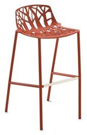 Fast Hliníková barová židle s nízkou zádovou opěrkou Forest, Fast, 48x56x97 cm, lakovaný hliník barva sage green - skladem 1 kus